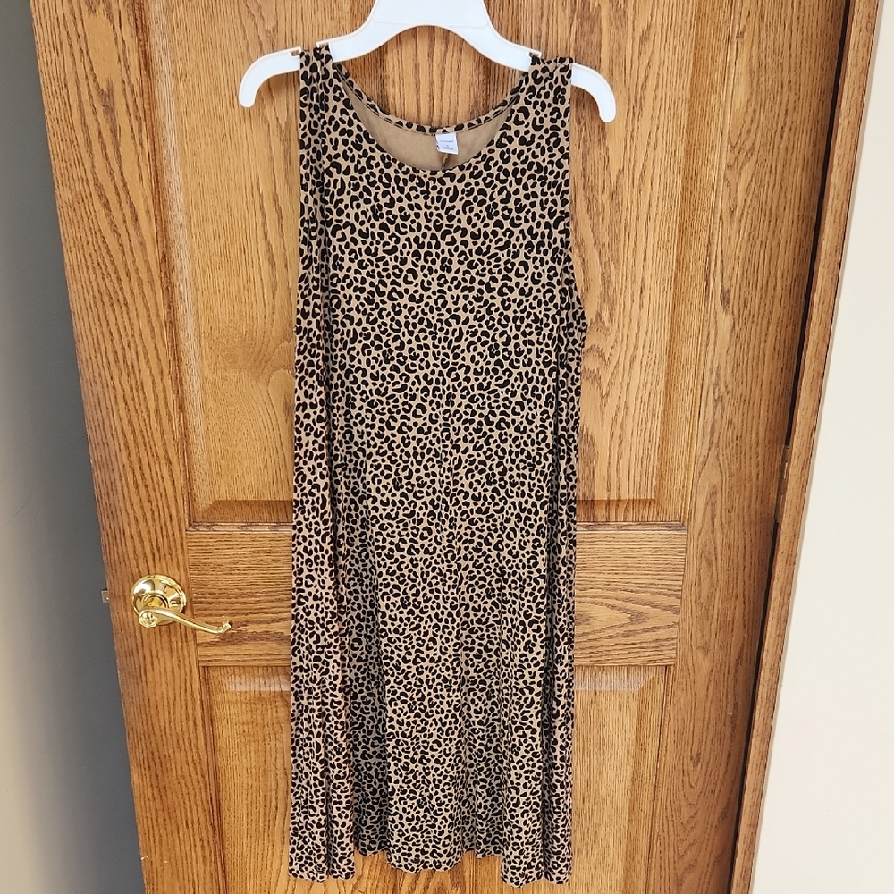 Sleeveless Leopard Print Midi Dress - Brown/Black